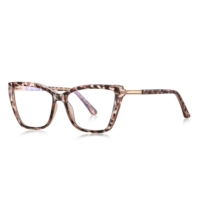 Classic Cat-Eye Acetate Gold Metal Hinge Blue Light Blocking Glasses in Pink Tortoise