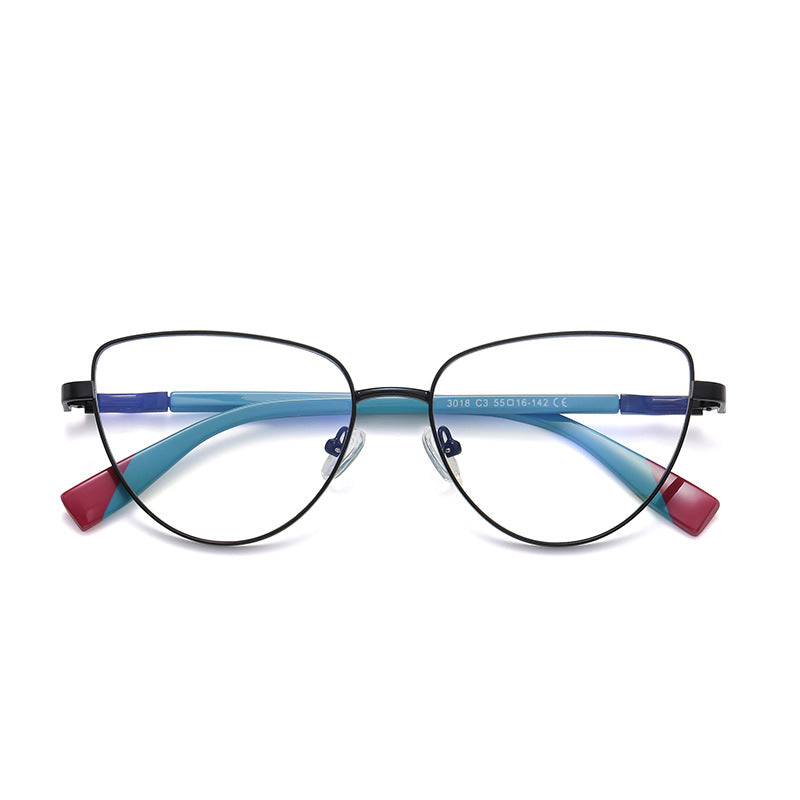 Colorblock Spliced Butterfly Blue Light Blocking Glasses in Black with Cyan/Magenta Temples