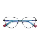 Colorblock Spliced Butterfly Blue Light Blocking Glasses in Black with Cyan/Magenta Temples