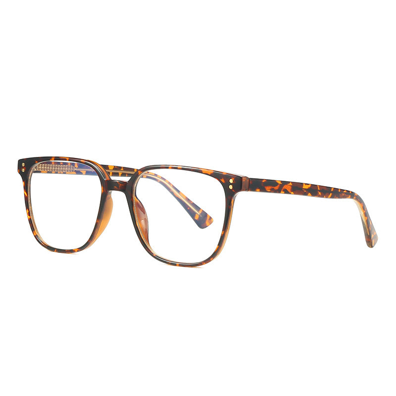 Engraved Wire Core Square Blue Light Blocking Glasses in Amber Leopard Tortoiseshell