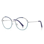 Perforated Brow Round Blue Light Blocking Glasses in Rose Gold with Blush Pink Perforated Brow