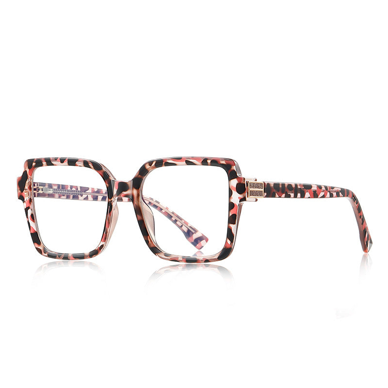 Crystal Accent Square Blue Light Blocking Glasses in Pink Tortoiseshell