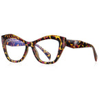 Diamond-Cut Temple Oversized Cat Eye Blue Light Blocking Glasses in Vivid Tortoiseshell
