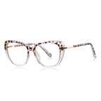 Two-Tone Cat Eye Blue Light Blocking Glasses in Pink Marble & Clear