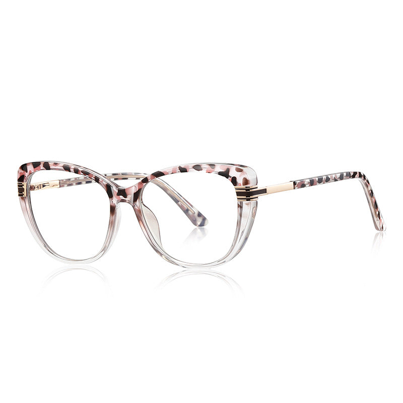 Two-Tone Cat Eye Blue Light Blocking Glasses in Pink Marble & Clear