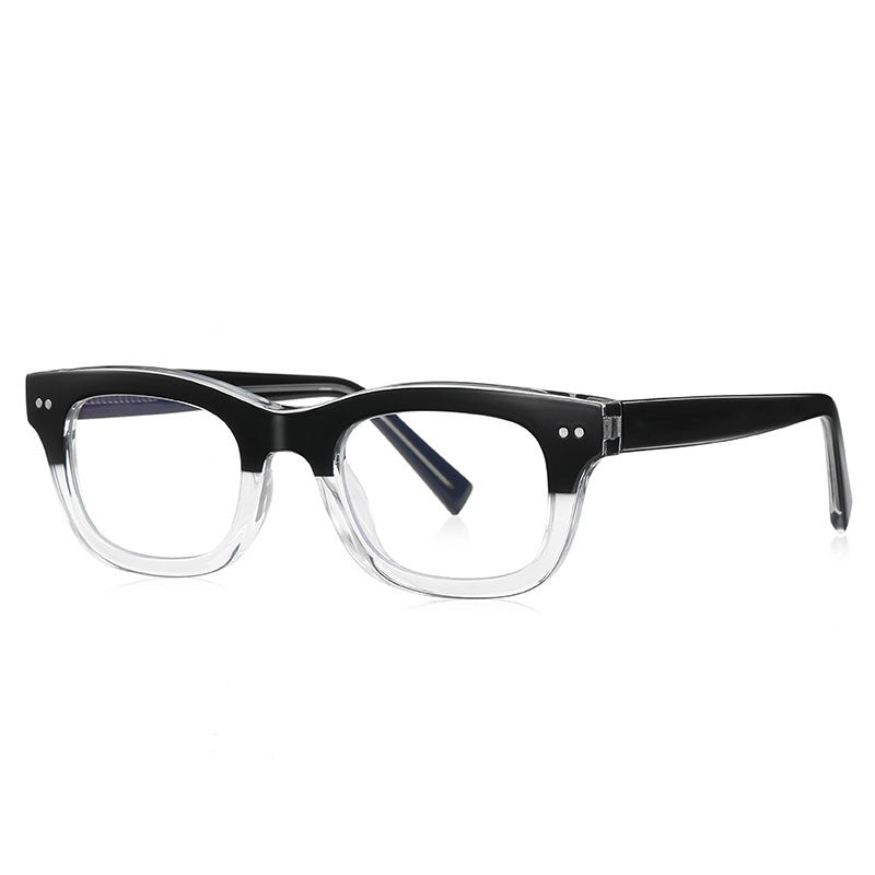 Vintage Keyhole Square Blue Light Blocking Glasses in Two-Tone Black & Clear