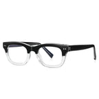 Vintage Keyhole Square Blue Light Blocking Glasses in Two-Tone Black & Clear