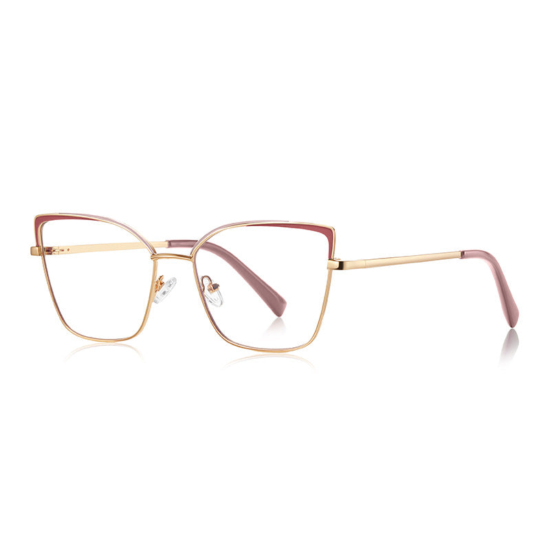 Enamel Brow Butterfly Blue Light Blocking Glasses in Gold & Blush Pink Enamel