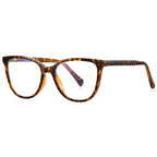 Chain-Link Temple Cat Eye Blue Light Blocking Glasses in Tortoiseshell