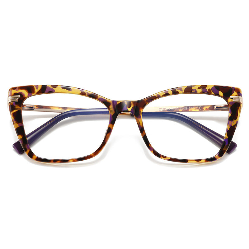 Dual Bar Cat Eye Blue Light Blocking Glasses in Amber Purple Tortoiseshell