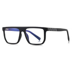 Basketweave Temple Flat Top Blue Light Blocking Glasses in Crystal Clear