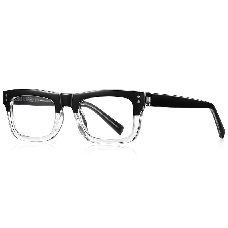 Tailored Rectangle Blue Light Blocking Glasses in Black &amp; Clear Two-Tone