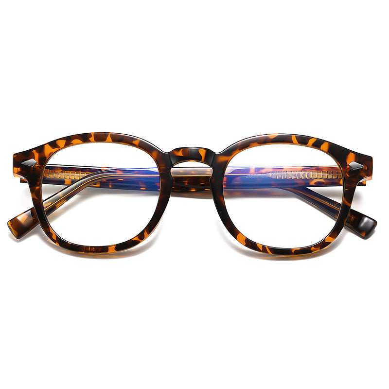 Diamond Rivet Round Blue Light Blocking Glasses in Classic Tortoiseshell
