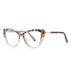 Hexagon Clasp Cat Eye Blue Light Blocking Glasses in Amber Leopard Tortoiseshell
