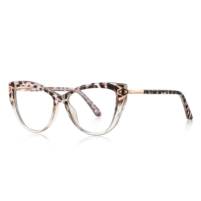 Hexagon Clasp Cat Eye Blue Light Blocking Glasses in Amber Leopard Tortoiseshell
