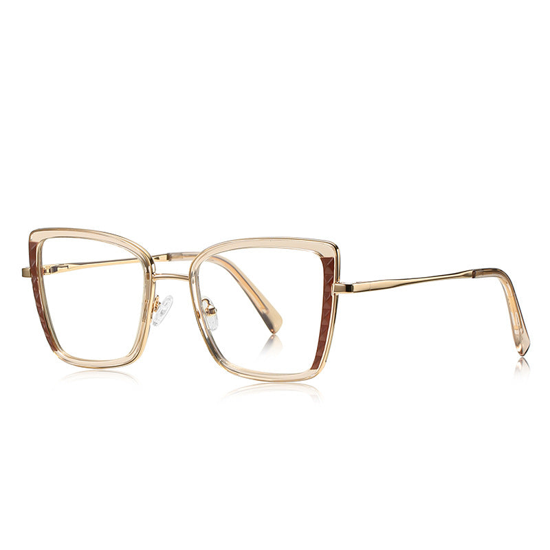 Diamond Accent Square Blue Light Blocking Glasses in Champagne &amp; Brown