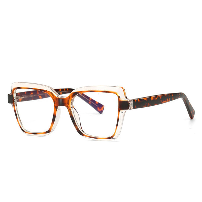 Layered Crystal Square Blue Light Blocking Glasses in Amber Tortoiseshell with Crystal Halo