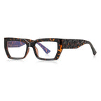 Woven Temple Square Blue Light Blocking Glasses in Amber Leopard Tortoiseshell