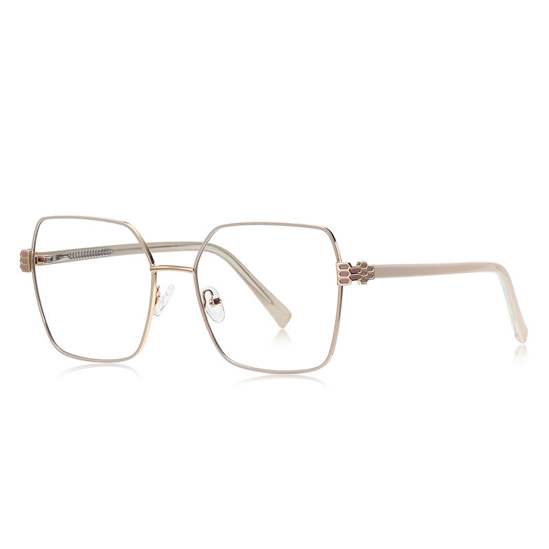 Honeycomb Hinge Butterfly Blue Light Blocking Glasses in Rose Gold & Cream Ivory
