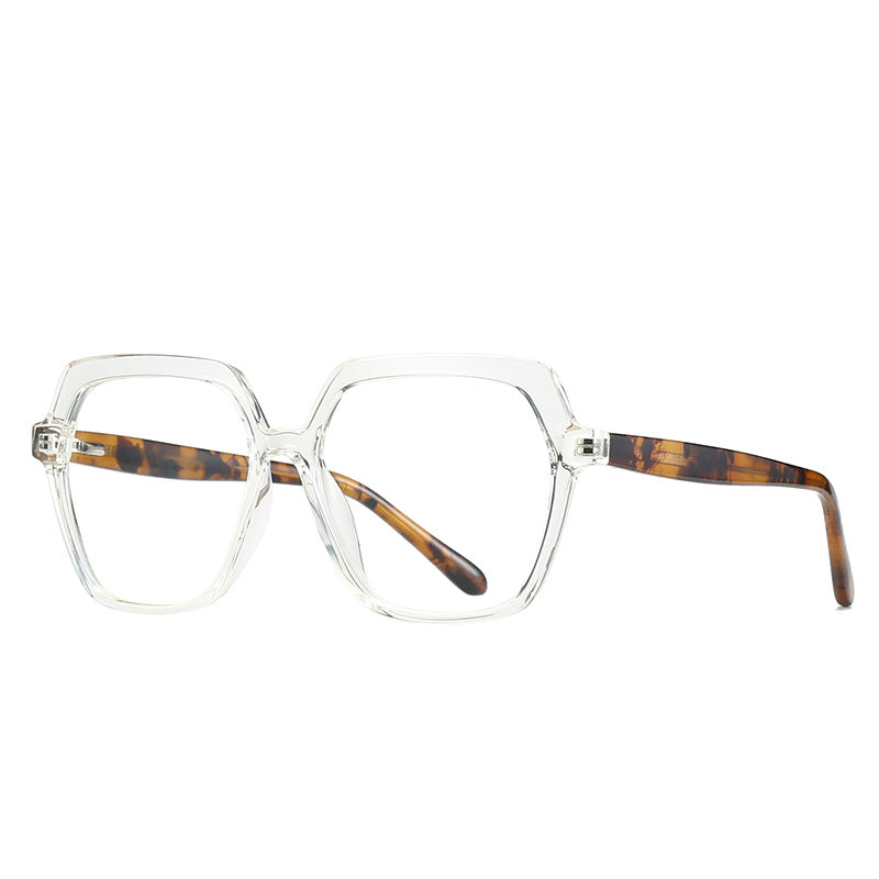 Geometric Hexagon Blue Light Blocking Glasses in Crystal Clear & Tortoiseshell