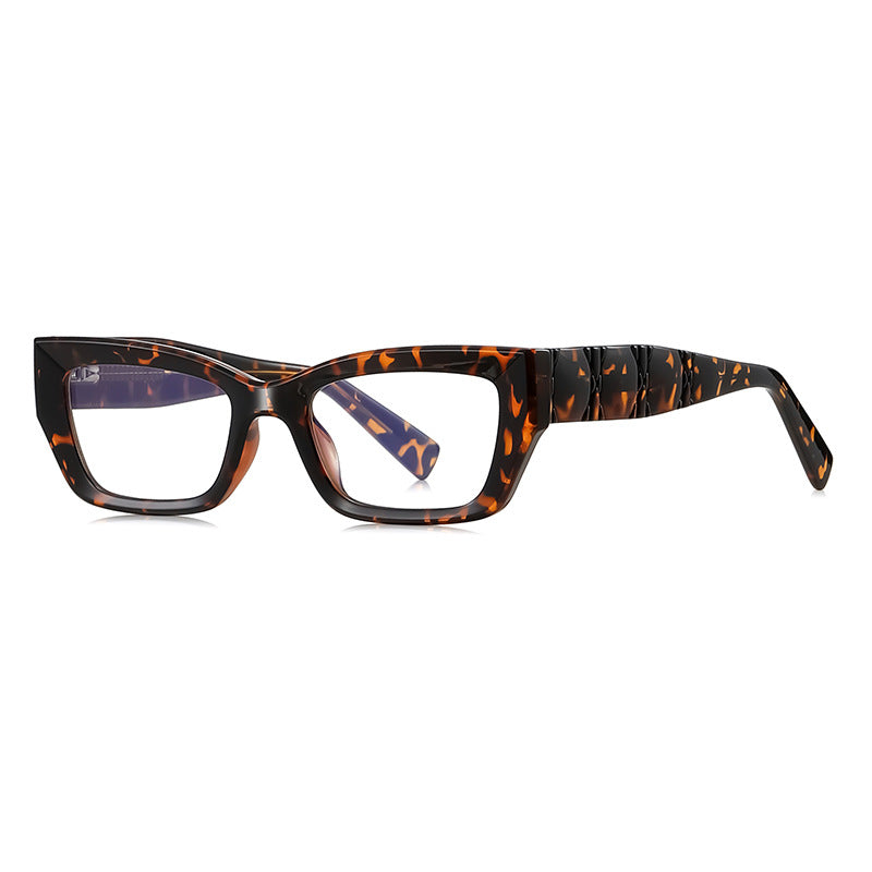 Cannage Quilted Cat Eye Blue Light Blocking Glasses in Amber Leopard Tortoiseshell
