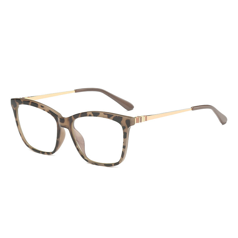 Striped Hinge Cat Eye Blue Light Blocking Glasses in Matte Taupe Tortoiseshell & Gold