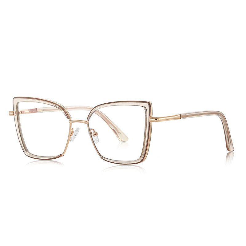 Windsor Rim Square Blue Light Blocking Glasses in Gold & Champagne Nude