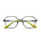 Enamel Rim Octagon Metal Blue Light Blocking Glasses in Black & Lime Yellow