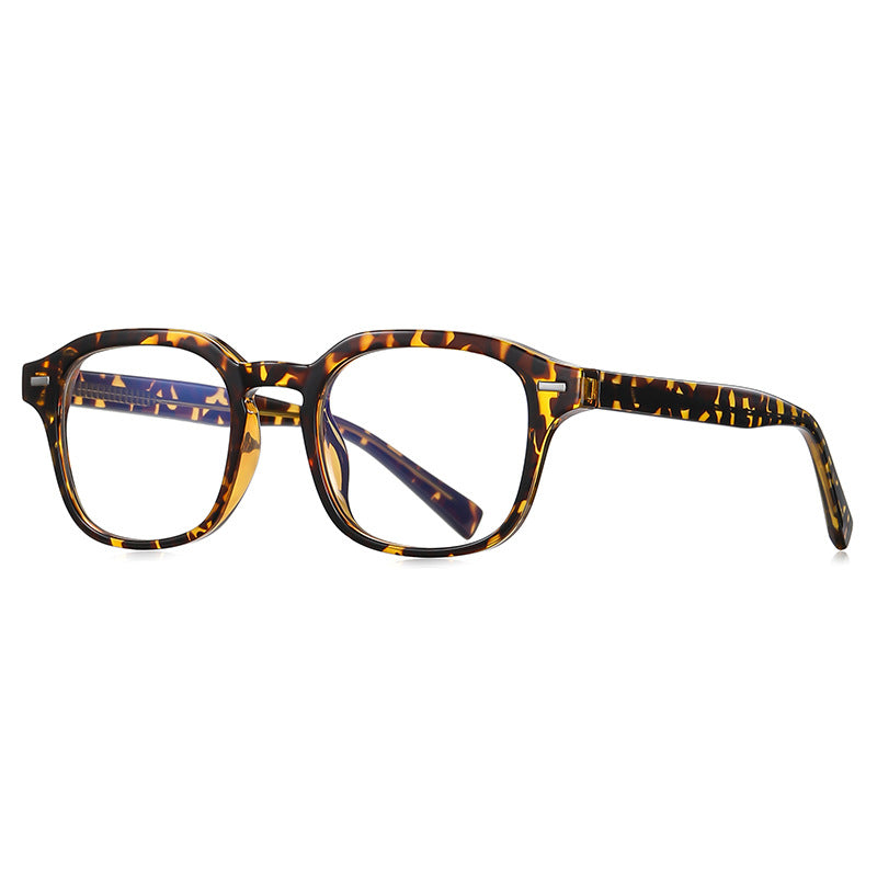 Bar Rivet Square Blue Light Blocking Glasses in Amber Leopard Tortoiseshell