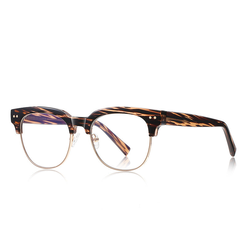 Dual Rivet Browline Blue Light Blocking Glasses in Tiger Tortoiseshell & Gold