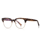 Dual Rivet Browline Blue Light Blocking Glasses in Tiger Tortoiseshell & Gold