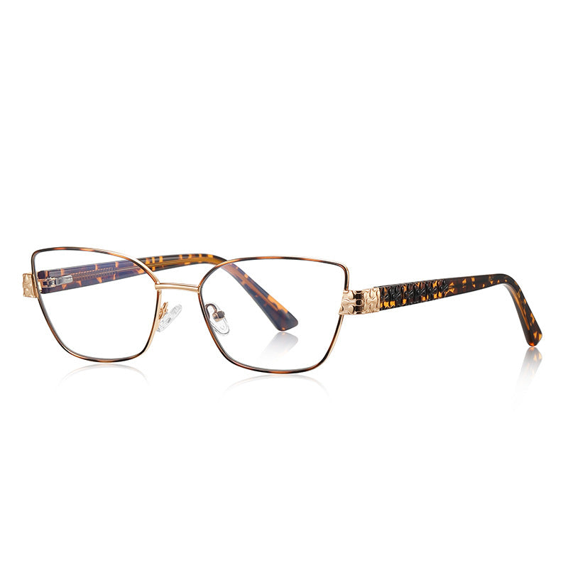 Filigree Metal Cat Eye Blue Light Blocking Glasses in Gold & Tortoiseshell