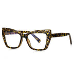Cutout Lattice Cat Eye Blue Light Blocking Glasses in Amber Leopard Tortoiseshell