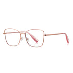 Braided Temple Metal Square Blue Light Blocking Glasses in Gunmetal with Blue Tips