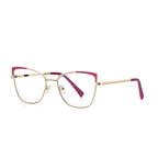 Pinstripe Brow Butterfly Blue Light Blocking Glasses in Gold with Pink & White Brow