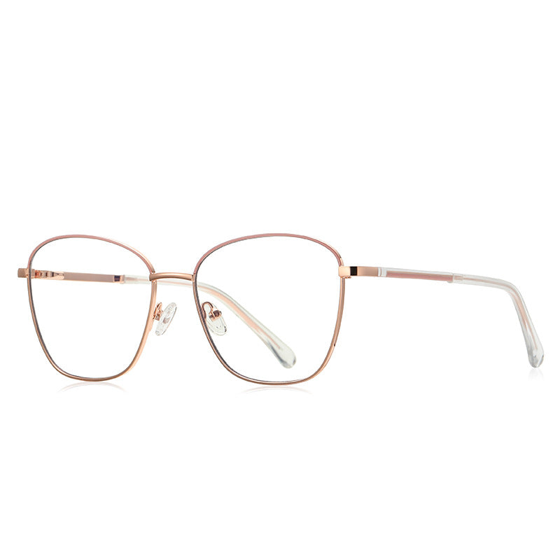 Two-Tone Brow Butterfly Spring Hinge Blue Light Blocking Glasses in Rose Gold Blush