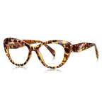 Sculpted Wing Cat Eye Blue Light Blocking Glasses in Colorful Leopard Tortoiseshell