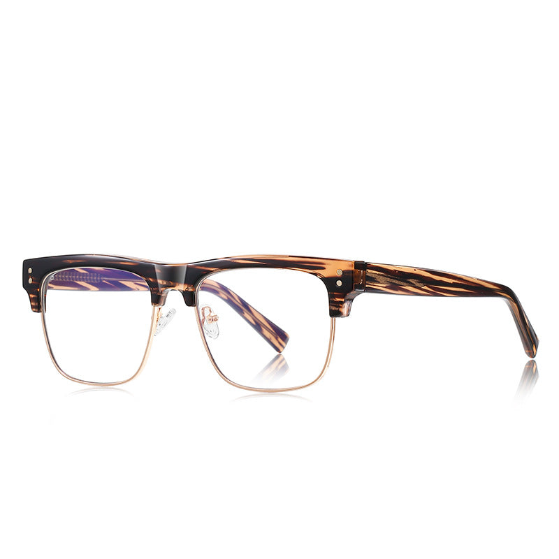 Semi-Rimless Browline Square Blue Light Blocking Glasses in Smoke Grey