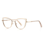 Metal Bridge Cat Eye Blue Light Blocking Glasses in Champagne Peach