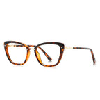 Gold Brow Trim Cat Eye Blue Light Blocking Glasses in Amber Leopard Tortoiseshell
