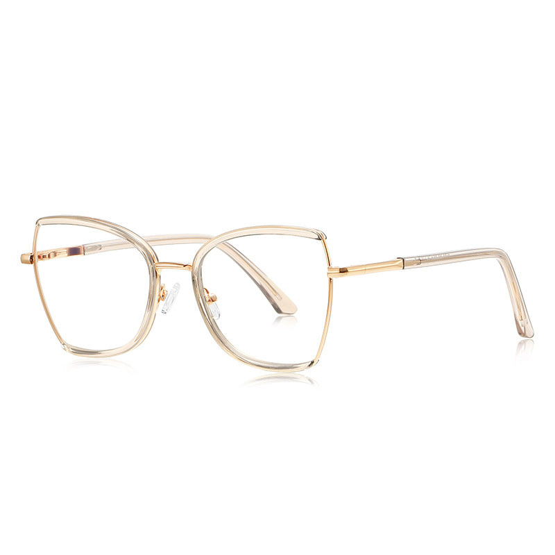 Acetate Liner Butterfly Blue Light Blocking Glasses in Gold with Champagne Nude Liner
