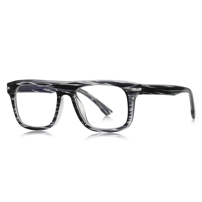 Flat Top Navigator Blue Light Blocking Glasses in Grey Marble Stripe