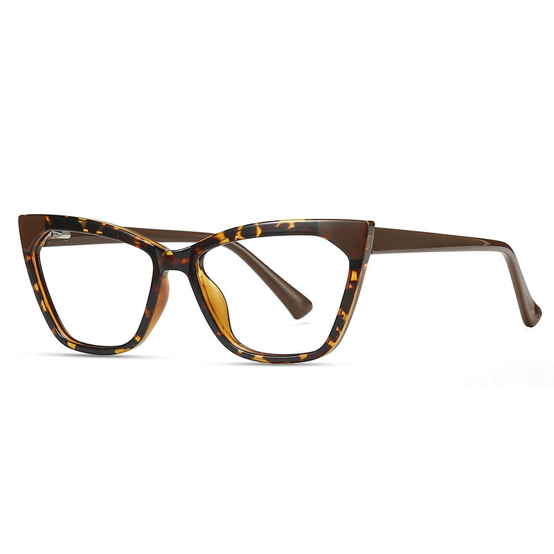 Two-Tone Wide Cat-Eye Acetate Spring Hinge Blue Light Blocking Glasses in Tortoise Shell