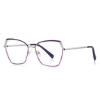 Perforated Wing Butterfly Blue Light Blocking Glasses in Silver with Purple & Magenta Wingtips