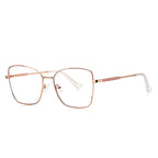 Colorblock Metal Butterfly Blue Light Blocking Glasses in Rose Gold with Berry Red Enamel