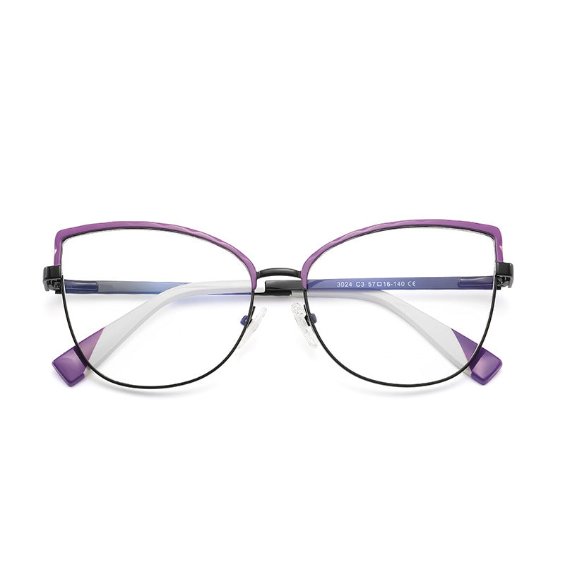 Bicolor Brow Butterfly Blue Light Blocking Glasses in Plum Purple & Lavender Pink