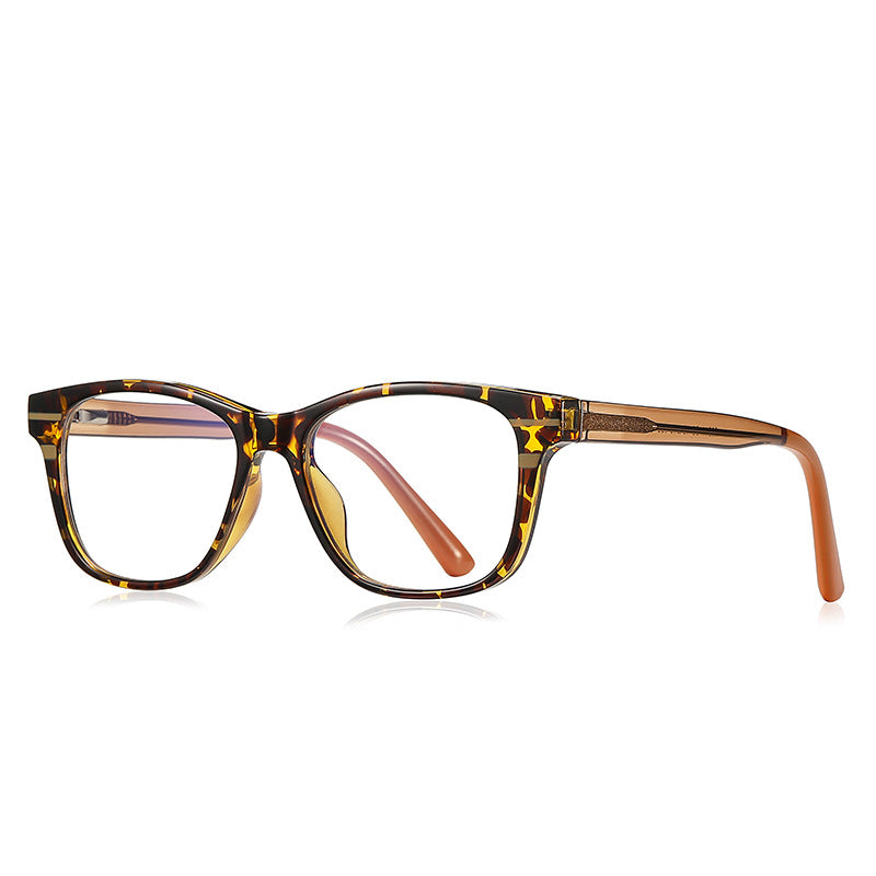 Racing Stripe Rectangle Blue Light Blocking Glasses in Tortoiseshell with Gold Stripe