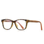 Racing Stripe Rectangle Blue Light Blocking Glasses in Tortoiseshell with Gold Stripe