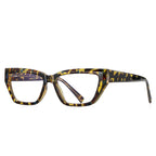Angular Beveled Cat Eye Blue Light Blocking Glasses in Amber Leopard Tortoiseshell