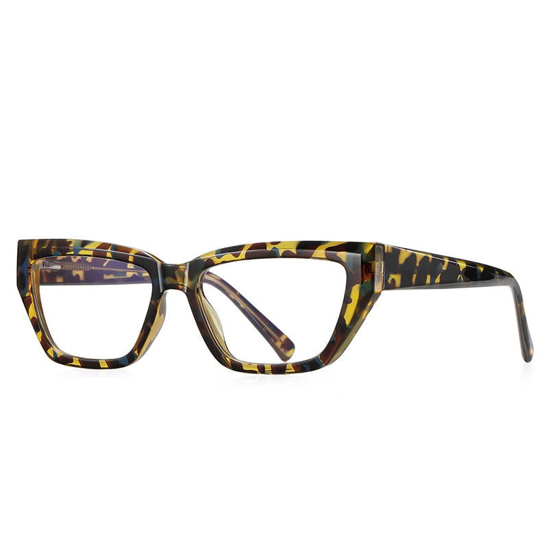 Angular Beveled Cat Eye Blue Light Blocking Glasses in Amber Leopard Tortoiseshell